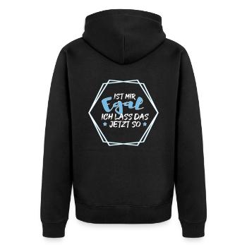 Ist mir Egal ich lass das jetzt so Lustiges Spruch - Unisex Premium Bio Zip Hoodie - Schwarz - Hinten - Nico (187cm)