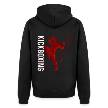 Kickboxer Martial Arts Kickboxing Kickboxen - Unisex Premium Bio Zip Hoodie - Schwarz - Hinten - Nico (187cm)