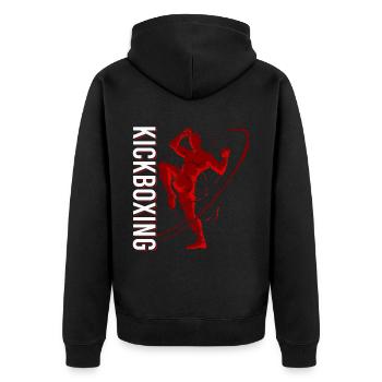 Kickboxer Martial Arts Kickboxing Kickboxen - Unisex Premium Bio Zip Hoodie - Schwarz - Hinten - Nico (187cm)