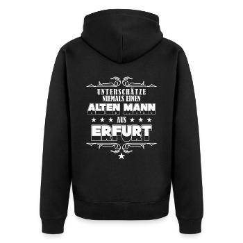 Erfurter Mann aus Erfurt - Unisex Premium Bio Zip Hoodie - Schwarz - Hinten - Nico (187cm)
