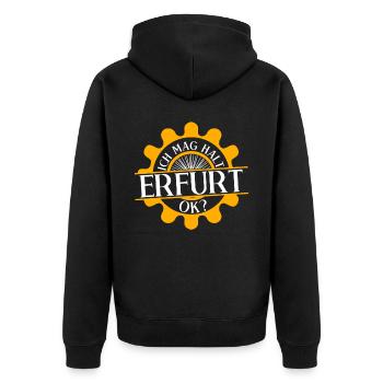 Erfurter Ich mag Erfurt - Unisex Premium Bio Zip Hoodie - Schwarz - Hinten - Nico (187cm)