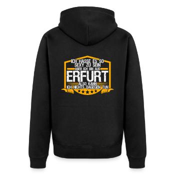 Erfurt lustig Erfurter - Unisex Premium Bio Zip Hoodie - Schwarz - Hinten - Nico (187cm)