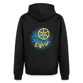 Erfurt Erfurter - Unisex Premium Bio Zip Hoodie - Schwarz - Hinten - Nico (187cm)