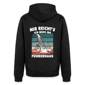 Kranführer Kran Kranfahrer - Unisex Premium Bio Zip Hoodie - Schwarz - Hinten - Nico (187cm)