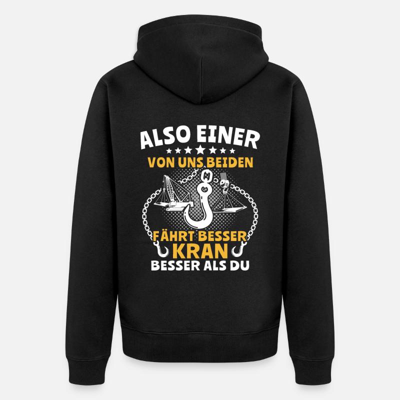 Kranführer Kran Kranfahrer - Unisex Premium Bio Zip Hoodie - Schwarz