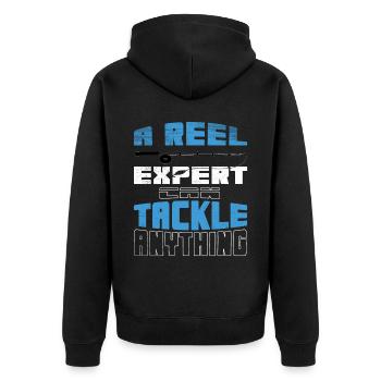 Angeln Angler Angel Angelrute Fischen Fische - Unisex Premium Bio Zip Hoodie - Schwarz - Hinten - Nico (187cm)