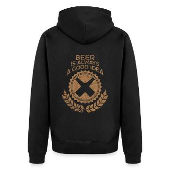 Bier Bierglas Biertrinker Kneipe Pinte - Unisex Premium Bio Zip Hoodie - Schwarz - Hinten - Nico (187cm)