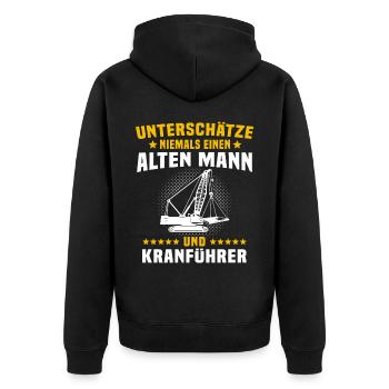 Kranführer Kran Kranfahrer - Unisex Premium Bio Zip Hoodie - Schwarz - Hinten - Nico (187cm)