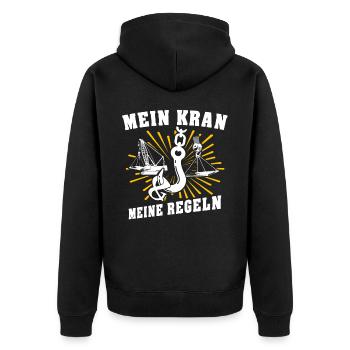 Kranführer Kran Kranfahrer - Unisex Premium Bio Zip Hoodie - Schwarz - Hinten - Nico (187cm)
