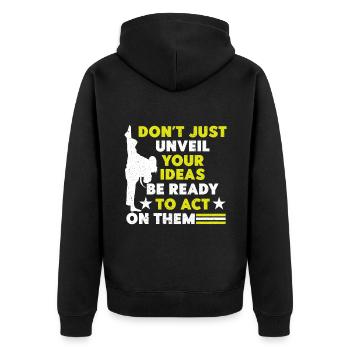 Selbstverteidigung Kampfsport Karate Schwarzgurt - Unisex Premium Bio Zip Hoodie - Schwarz - Hinten - Nico (187cm)