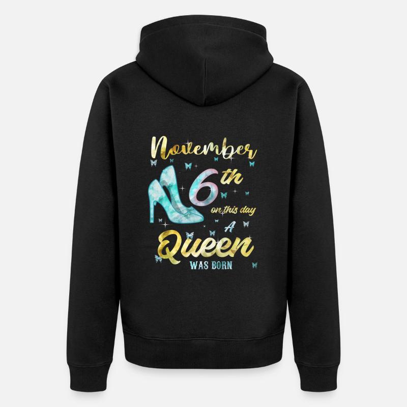 6. November - Unisex Premium Bio Zip Hoodie - Schwarz