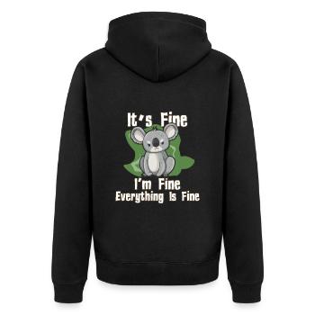 Es geht mir gut Alles gut Koala - Unisex Premium Bio Zip Hoodie - Schwarz - Hinten - Nico (187cm)