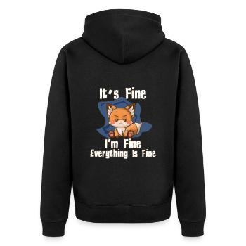 Es geht mir gut Alles gut Fox - Unisex Premium Bio Zip Hoodie - Schwarz - Hinten - Nico (187cm)