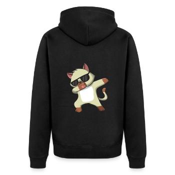 Katzen-Sonnenbrille - Unisex Premium Bio Zip Hoodie - Schwarz - Hinten - Nico (187cm)