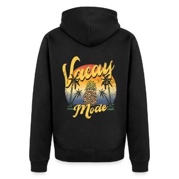 Vacay-modus pineapple pine design For beach - Unisex Premium Organic Zip Hoodie - black - Back - Nico (187cm)