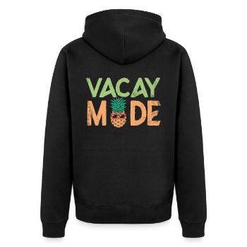 Vacay Mode Ananas Design Für Strandliebhaber - Unisex Premium Bio Zip Hoodie - Schwarz - Hinten - Nico (187cm)