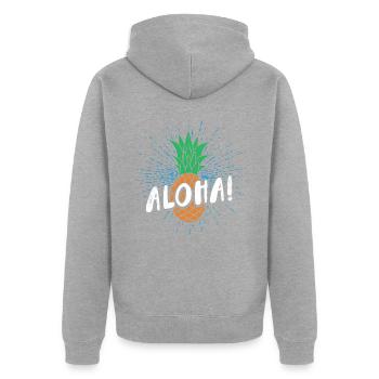 Aloha-ananas-design Für Strandliebhaber Ananas - Unisex Premium Bio Zip Hoodie - Grau meliert - Hinten - Nico (187cm)