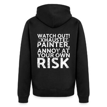 Passen Sie Auf, Dass Sich Erschöpfte Maler Über - Unisex Premium Bio Zip Hoodie - Schwarz - Hinten - Nico (187cm)