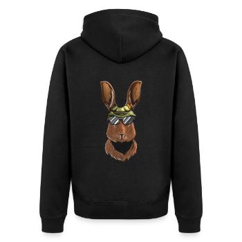 Chasses au lapin Lapin Le chasseur de lapins porte la casquette de chasseur - Veste à capuche bio Premium Unisexe - noir - Dos - Nico (187cm)