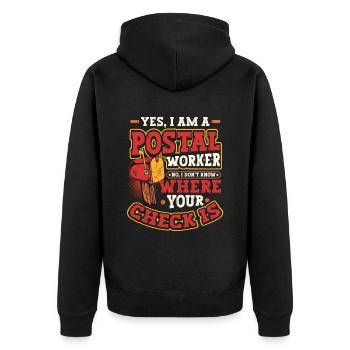 Lustige Postangestellte Postamt - Unisex Premium Bio Zip Hoodie - Schwarz - Hinten - Nico (187cm)