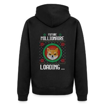 Future Shiba Millionaire Loading Ugly Christmas - Unisex Premium Bio Zip Hoodie - Schwarz - Hinten - Nico (187cm)