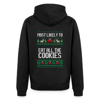 Le plus susceptible de manger tous les biscuits de Noël laids - Veste à capuche bio Premium Unisexe - noir - Dos - Nico (187cm)