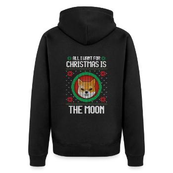 Tout ce que je veux pour Noël, c’est la chemise moon crypto - Veste à capuche bio Premium Unisexe - noir - Dos - Nico (187cm)