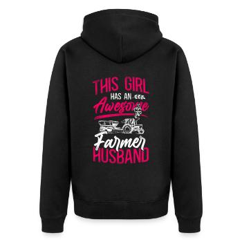 Farming Farmer Husband Tractor - Unisex Premium Bio Zip Hoodie - Schwarz - Hinten - Nico (187cm)