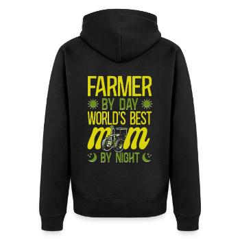 Farming Farmer Mom Mother Tractor - Unisex Premium Bio Zip Hoodie - Schwarz - Hinten - Nico (187cm)