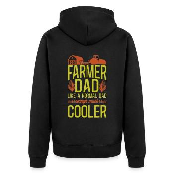 Farming Farmer Dad Father Tractor - Unisex Premium Organic Zip Hoodie - black - Back - Nico (187cm)