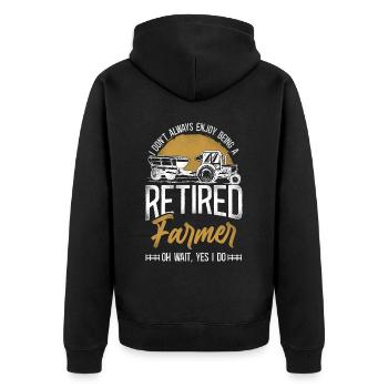 Farming Farmer Retired Tractor - Unisex Premium Organic Zip Hoodie - black - Back - Nico (187cm)