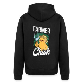 Farming Farmer Girl Chicken Farmer - Unisex Premium Bio Zip Hoodie - Schwarz - Hinten - Nico (187cm)
