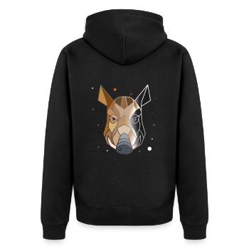 Wildschwein Polygon Kunst Tier Geometrie - Unisex Premium Bio Zip Hoodie - Schwarz - Hinten - Nico (187cm)