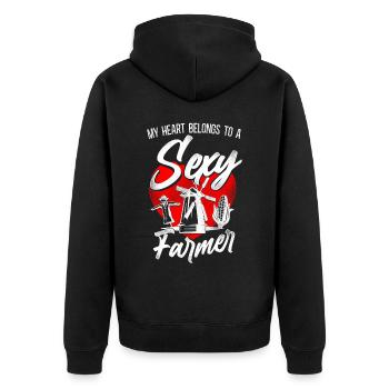 Farming Farmer Girl Wife - Unisex Premium Bio Zip Hoodie - Schwarz - Hinten - Nico (187cm)