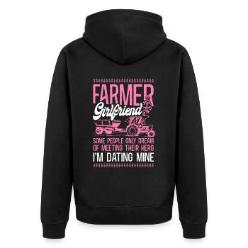 Farming Farmer Girl Tractor Farmer - Unisex Premium Bio Zip Hoodie - Schwarz - Hinten - Nico (187cm)