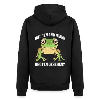Hat Jemand Meine Kröten Gesehen? - Unisex Premium Bio Zip Hoodie - Schwarz - Hinten - Nico (187cm)