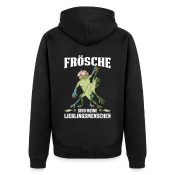 Frösche Sind Meine Lieblingsmenschen - Unisex Premium Bio Zip Hoodie - Schwarz - Hinten - Nico (187cm)
