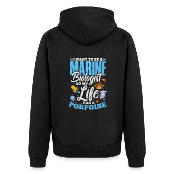 Meeresbiologie Meer Meeresbiologe Biolgie Geschenk - Unisex Premium Bio Zip Hoodie - Schwarz - Hinten - Nico (187cm)
