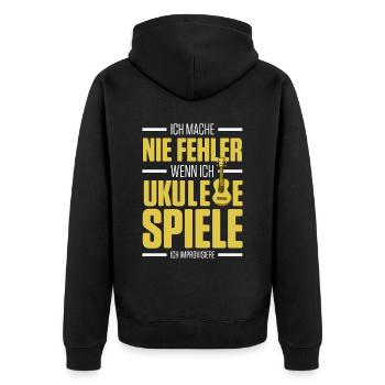 Ich Mache Nie Fehler Wenn Ich Ukulele Spiele Ich I - Unisex Premium Bio Zip Hoodie - Schwarz - Hinten - Nico (187cm)