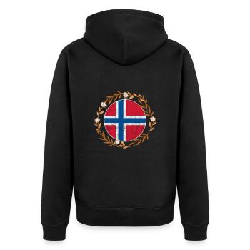 Norwegen Skandinavien Norge Norweger Geschenk - Unisex Premium Bio Zip Hoodie - Schwarz - Hinten - Nico (187cm)