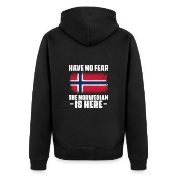 Norway - Unisex Premium Organic Zip Hoodie - black - Back - Nico (187cm)