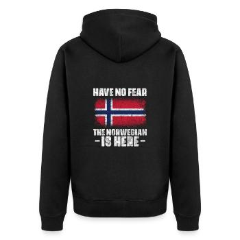 Norwegen Skandinavien Norge Norweger Geschenk - Unisex Premium Bio Zip Hoodie - Schwarz - Hinten - Nico (187cm)