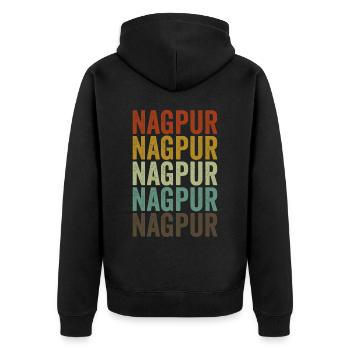 Nagpur Inde Rétro Vintage - Veste à capuche bio Premium Unisexe - noir - Dos - Nico (187cm)