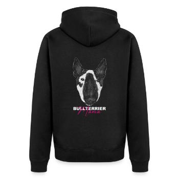 Bully Hunde Hunde Bullterrier Mama - Unisex Premium Bio Zip Hoodie - Schwarz - Hinten - Nico (187cm)