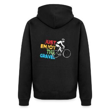 Profitez simplement du gravier - Gravel Bike Gravel Ride - Veste à capuche bio Premium Unisexe - noir - Dos - Nico (187cm)
