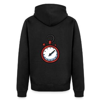 Uhr Stopuhr - Unisex Premium Bio Zip Hoodie - Schwarz - Hinten - Nico (187cm)