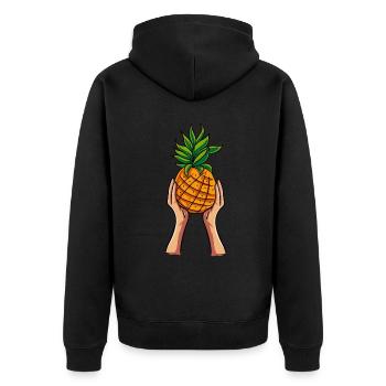Pineapple - Unisex Premium Organic Zip Hoodie - black - Back - Nico (187cm)