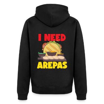 Ich Brauche Arepas Venezuela Kolumbien - Unisex Premium Bio Zip Hoodie - Schwarz - Hinten - Nico (187cm)