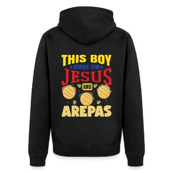 Colombia Venezuela Food Arepas Children - Unisex Premium Organic Zip Hoodie - black - Back - Nico (187cm)