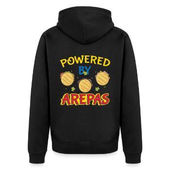 Colombia Food Venezuela Powered By Arepas - Unisex Premium Organic Zip Hoodie - black - Back - Nico (187cm)